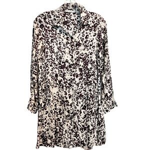 Three Eighty Two Leopard Print Shirt Dress XS – Long Sleeve Button Front